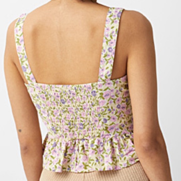 Only purple flowers 100% cotton cropped ruffle tank blouse NWT - Picture 2 of 12